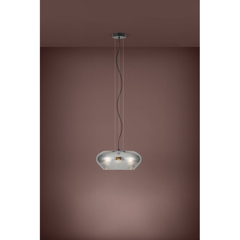 Suspension Priorat noire Ø 50 cm E27 3 × 20 W EGLO Suspension Priorat noire Ø 50 cm E27 3 × 20 W EGLO