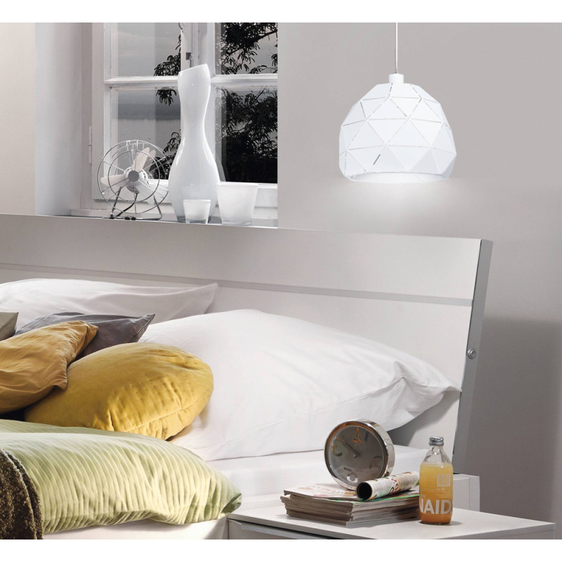 Suspension Roccaforte blanche Ø 30 cm E27 60 W EGLO Suspension Roccaforte blanche Ø 30 cm E27 60 W EGLO