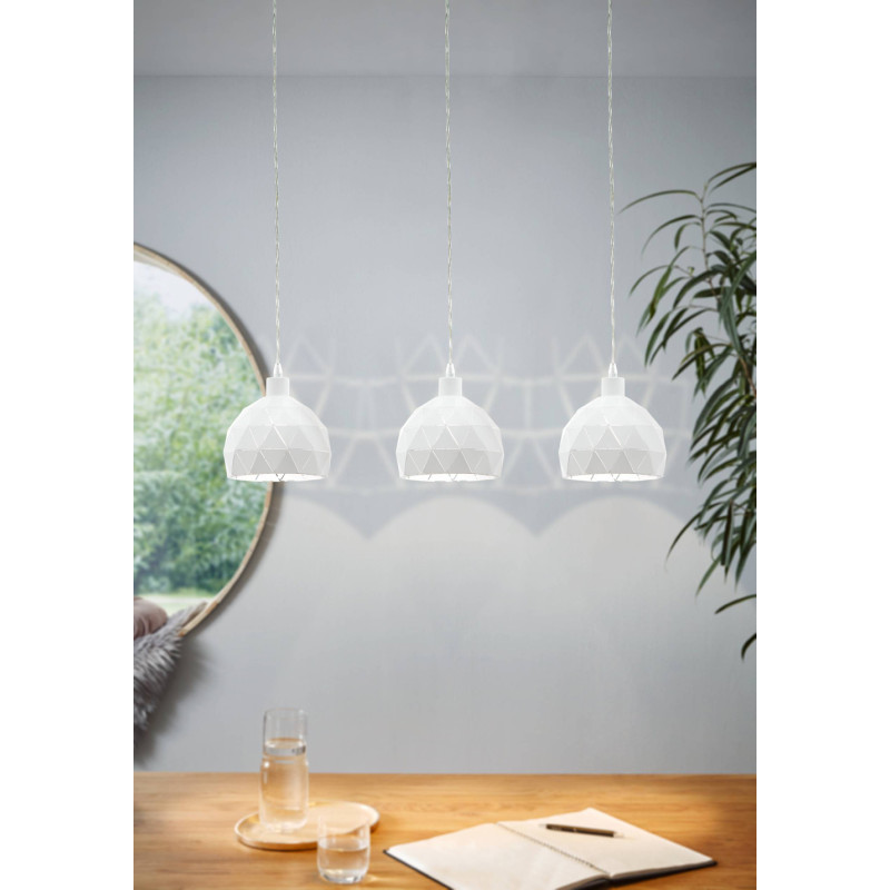 Suspension Roccaforte blanche E14 3 × 40 W EGLO Suspension Roccaforte blanche E14 3 × 40 W EGLO