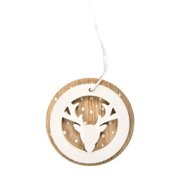 Rond en bois avec renne à suspendre Ø 6 cm CHRISTMAS DREAM