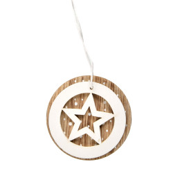 Rond en bois avec étoile à suspendre Ø 6 cm CHRISTMAS DREAM