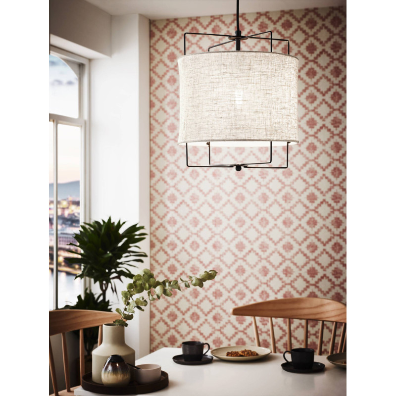 Suspension Bridekirk noire et nature Ø 40 cm E27 40 W EGLO Suspension Bridekirk noire et nature Ø 40 cm E27 40 W EGLO