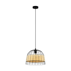 Suspension Anwick noire et nature Ø 37 cm E27 40 W EGLO