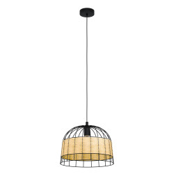 Suspension Anwick noire et nature Ø 37 cm E27 40 W EGLO Suspension Anwick noire et nature Ø 37 cm E27 40 W EGLO