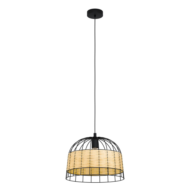 Suspension Anwick noire et nature Ø 37 cm E27 40 W EGLO Suspension Anwick noire et nature Ø 37 cm E27 40 W EGLO