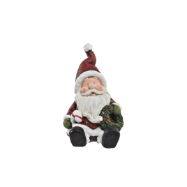 Figurine de Père Noël assis avec couronne LED 38 cm