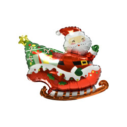 Ballon gonflable en aluminium traineau du Père Noël 62,5 x 67 cm