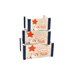 Caisse de rangement en bois Oh Oh Oh c'est bientôt Noël 36 x 26 x 18 cm