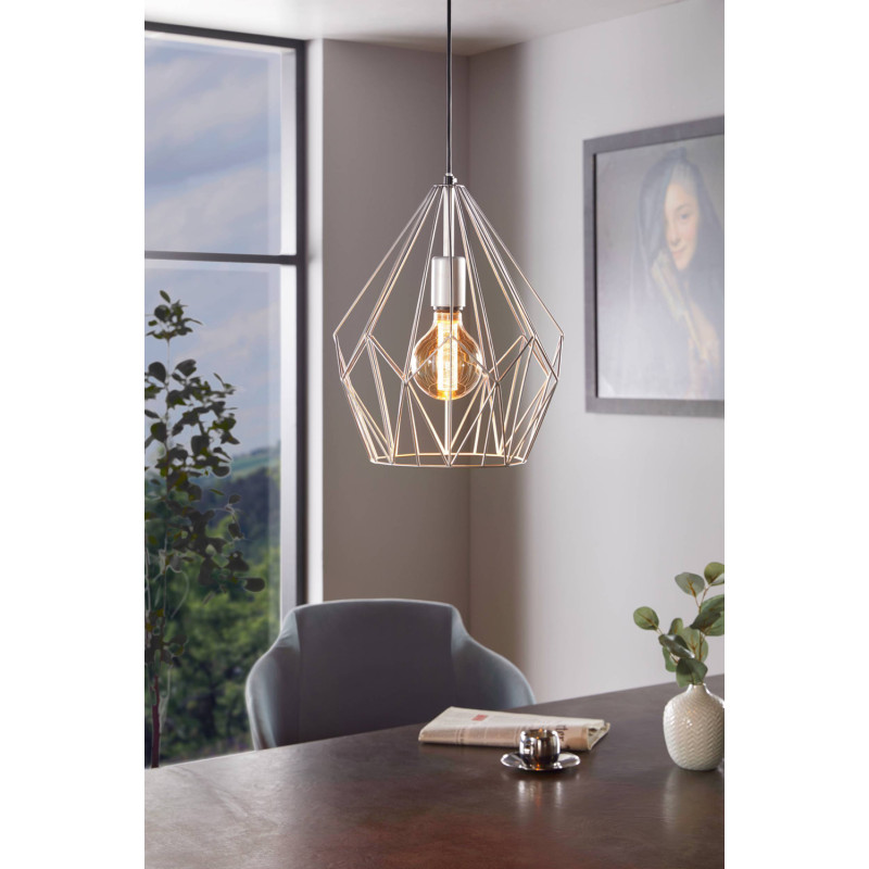 Suspension Carlton argent Ø 31 cm E27 60 W EGLO Suspension Carlton argent Ø 31 cm E27 60 W EGLO