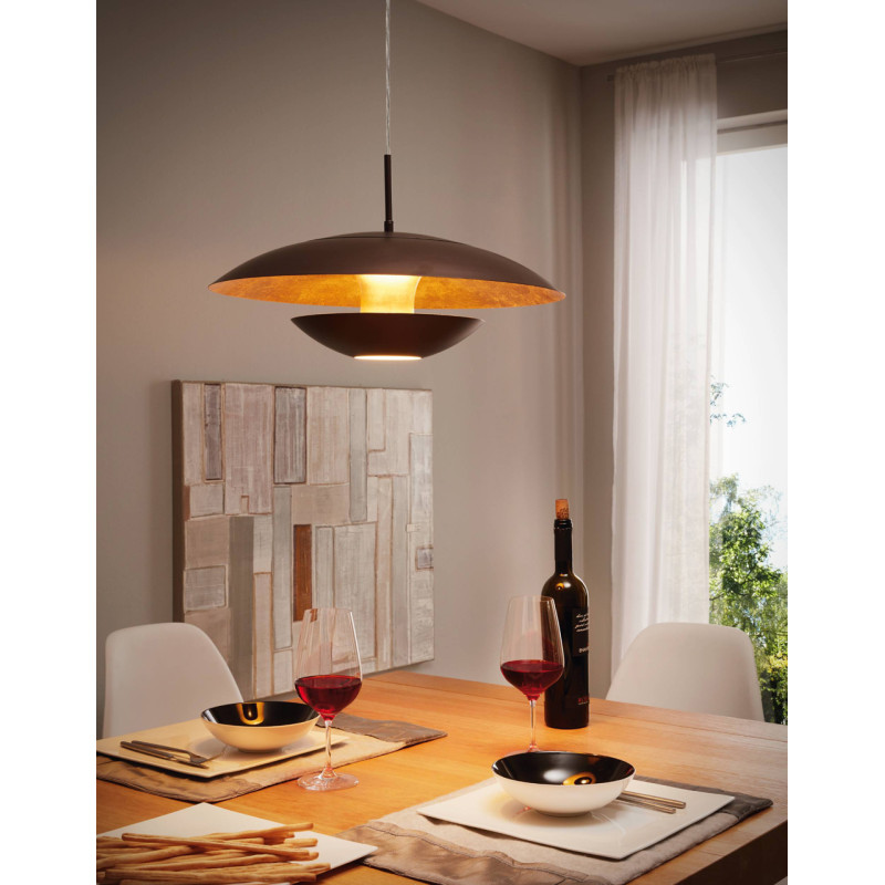 Suspension Nuvano marron et or Ø 48 cm E27 60 W EGLO Suspension Nuvano marron et or Ø 48 cm E27 60 W EGLO