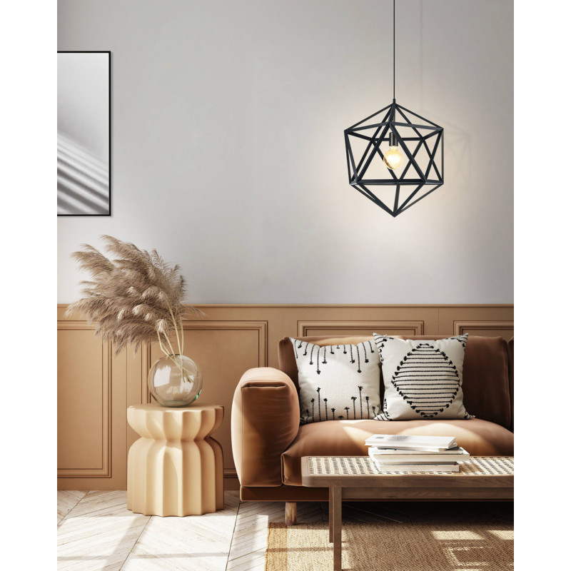 Suspension Embleton noire Ø 46 cm E27 60 W EGLO Suspension Embleton noire Ø 46 cm E27 60 W EGLO