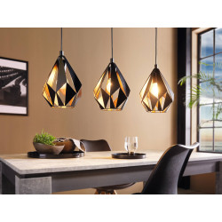 Suspension Carlton 1 noire et cuivre E27 3 × 60 W EGLO Suspension Carlton 1 noire et cuivre E27 3 × 60 W EGLO