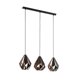 Suspension Carlton 1 noire et cuivre E27 3 × 60 W EGLO Suspension Carlton 1 noire et cuivre E27 3 × 60 W EGLO