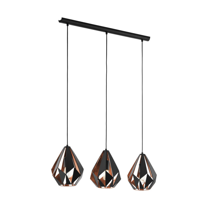 Suspension Carlton 1 noire et cuivre E27 3 × 60 W EGLO Suspension Carlton 1 noire et cuivre E27 3 × 60 W EGLO