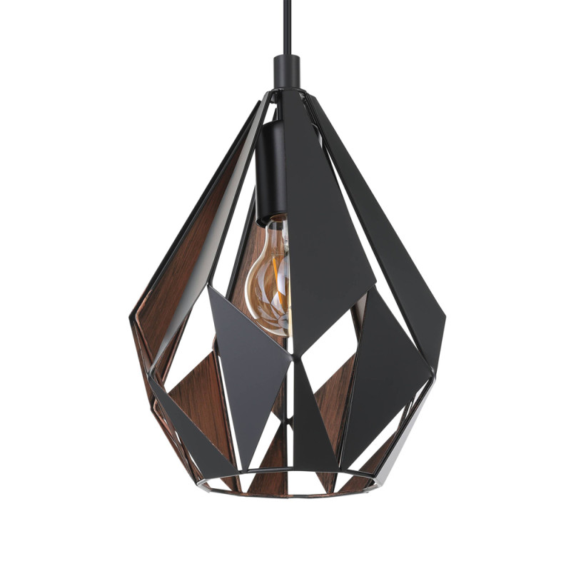 Suspension Carlton 1 noire et cuivre E27 3 × 60 W EGLO Suspension Carlton 1 noire et cuivre E27 3 × 60 W EGLO