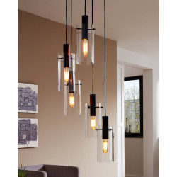 Suspension Montefino noire E27 5 × 60 W EGLO Suspension Montefino noire E27 5 × 60 W EGLO