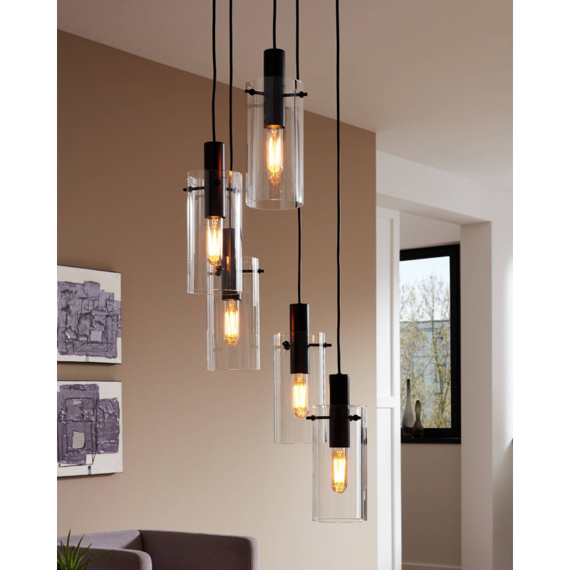 Suspension Montefino noire E27 5 × 60 W EGLO Suspension Montefino noire E27 5 × 60 W EGLO