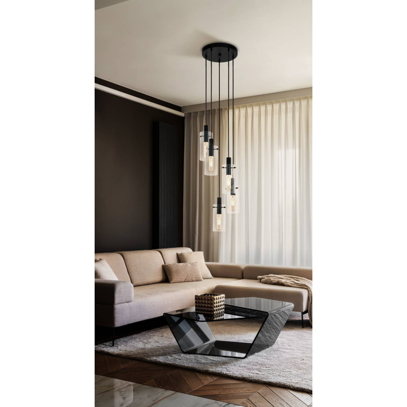 Suspension Montefino noire E27 5 × 60 W EGLO Suspension Montefino noire E27 5 × 60 W EGLO