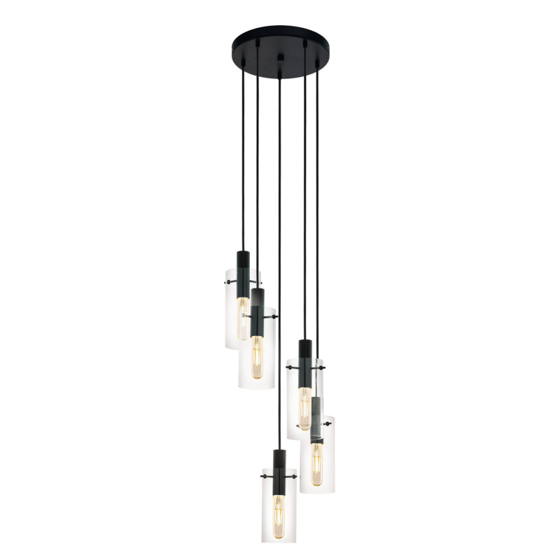 Suspension Montefino noire E27 5 × 60 W EGLO Suspension Montefino noire E27 5 × 60 W EGLO