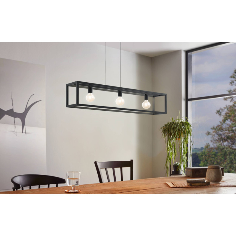Suspension Elswick noire E27 3 × 60 W EGLO Suspension Elswick noire E27 3 × 60 W EGLO