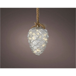 Pomme de pin en verre LED à suspendre Ø 15 x 21 cm blanc chaud LUMINEO