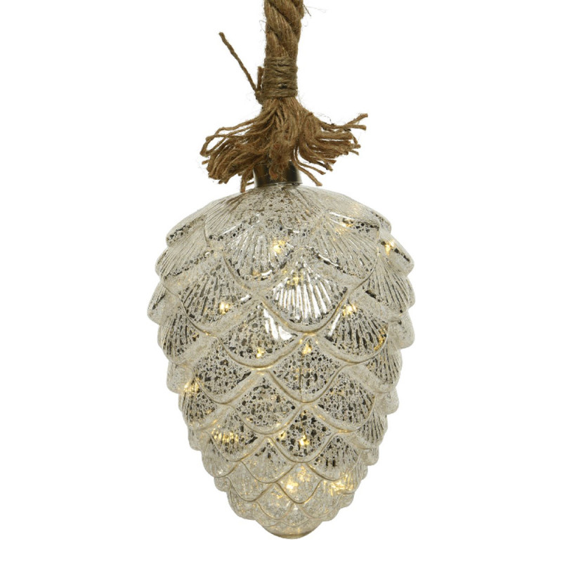 Pomme de pin en verre LED à suspendre Ø 15 x 21 cm blanc chaud LUMINEO