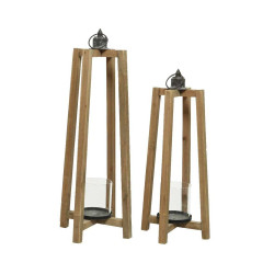 Lanterne en bois 20,5 x 20,5 x 51 cm DECORIS