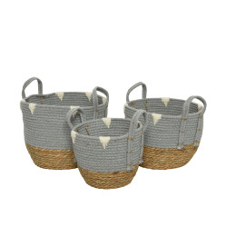 Panier en coton Ø 26 x 22 cm gris
