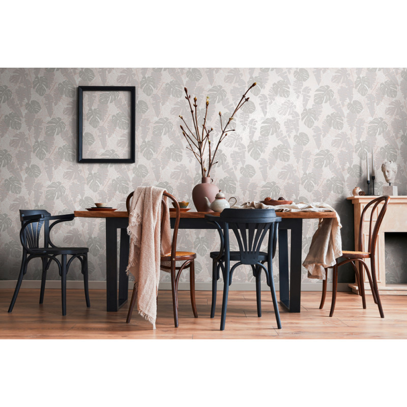 Intissé vinyle Feuille gris 53 cm