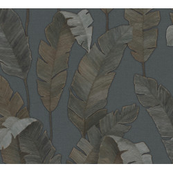 Intissé vinyle Bananier bleu et olive 53 cm