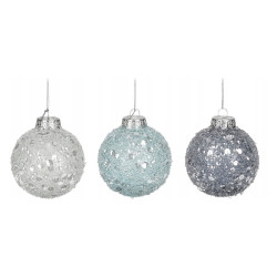 Boule de Noël en verre Ø 8 cm avec perles
