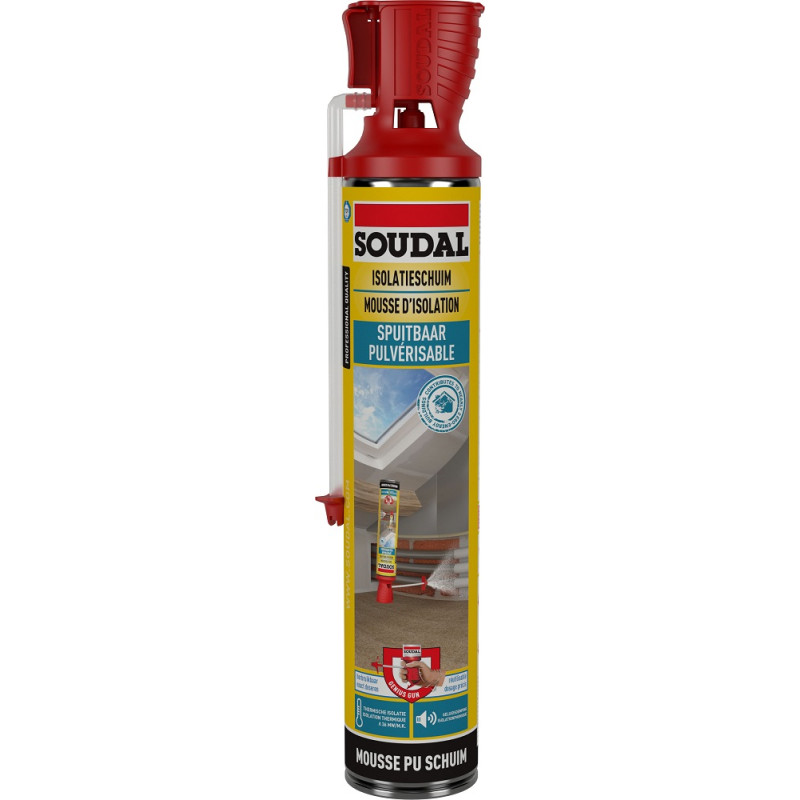 Mousse PU d'isolation pulvérisable Genius 0,7 L SOUDAL Mousse PU d'isolation pulvérisable Genius 0,7 L SOUDAL