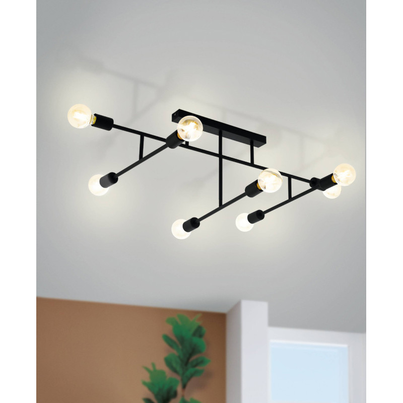 Plafonnier Belsiana noir E27 8 × 40 W EGLO Plafonnier Belsiana noir E27 8 × 40 W EGLO
