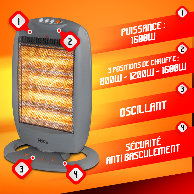 Radiateur halogène 1600 W WARMTECH