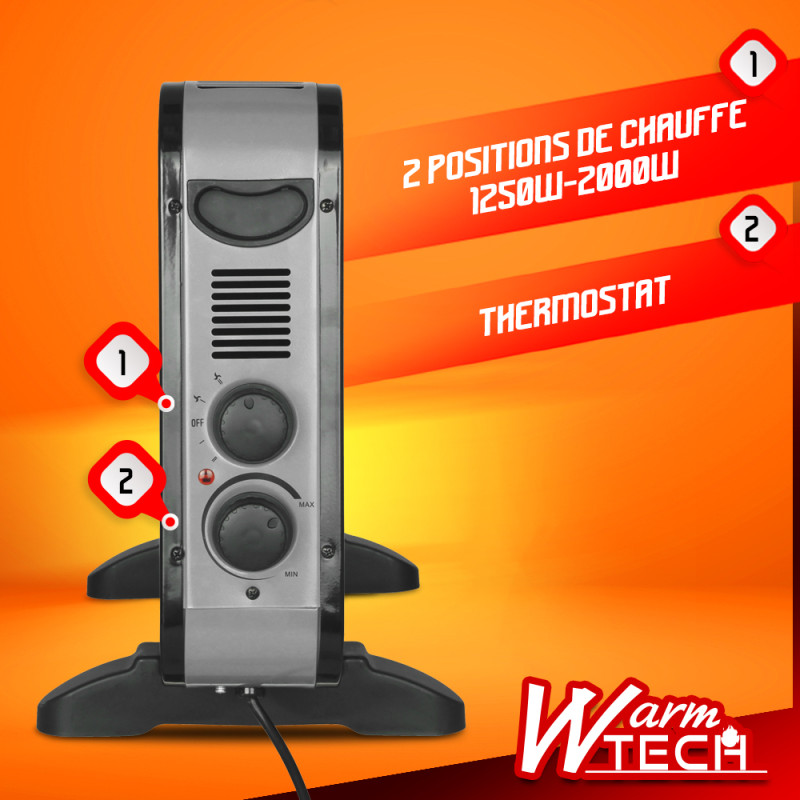Convecteur électrique avec ventilation turbo 2000 W WARMTECH