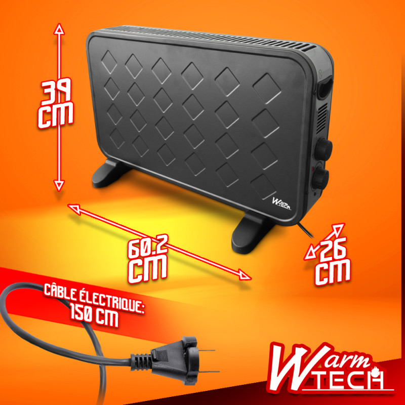 Convecteur électrique avec ventilation turbo 2000 W WARMTECH