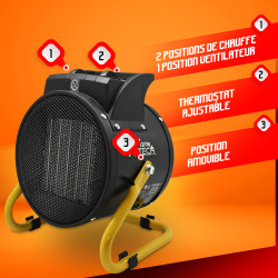 Radiateur soufflant industriel 3000 W WARMTECH Radiateur soufflant industriel 3000 W WARMTECH