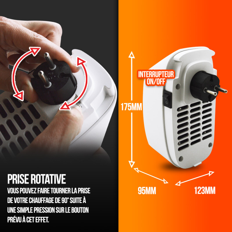 Chauffage céramique Plug In 400 W WARMTECH Chauffage céramique Plug In 400 W WARMTECH