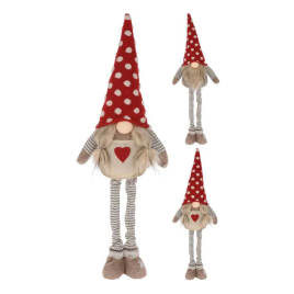 Gnome en polyester avec jambes hautes et nez LED 75 cm