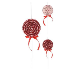 Sucette pailletée à suspendre blanche et rouge 29,5 cm