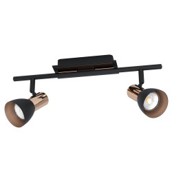 Spot LED Barnham noir et cuivre 2 × 3 W EGLO Spot LED Barnham noir et cuivre 2 × 3 W EGLO