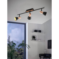 Spot LED Barnham noir et cuivre 3 × 3 W EGLO Spot LED Barnham noir et cuivre 3 × 3 W EGLO