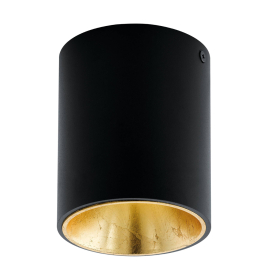 Plafonnier LED Polasso noir et or Ø 10 cm 3,3 W EGLO
