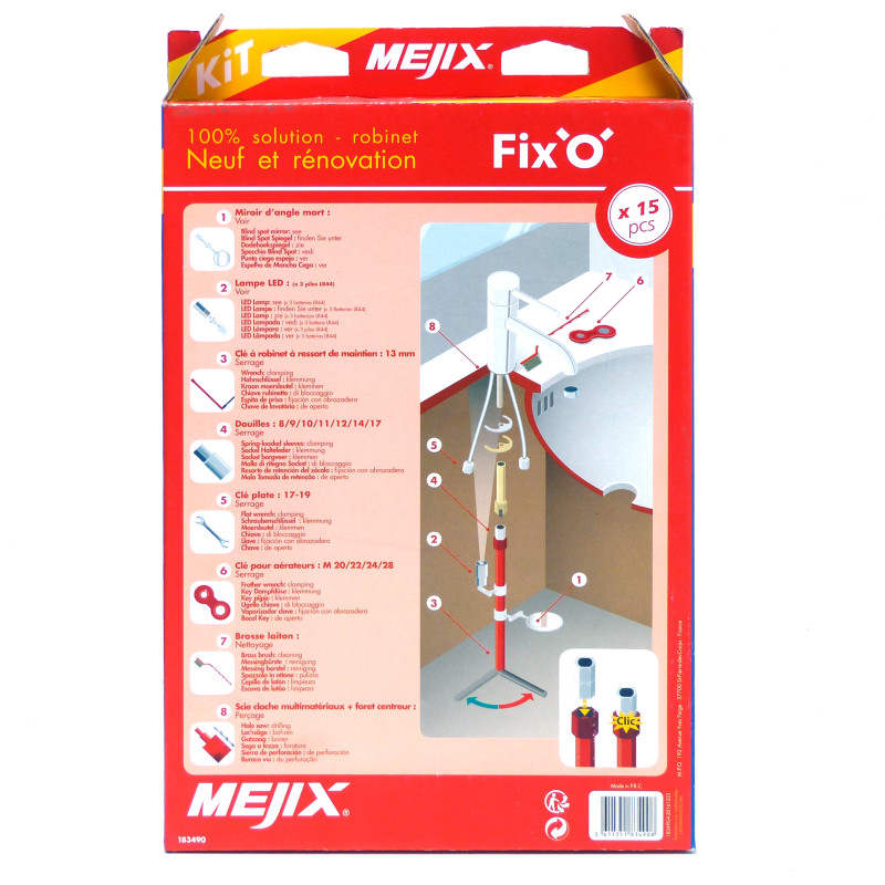 Kit d'outils pour mitigeur 15 pièces MEJIX