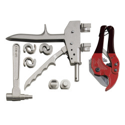 Kit de découpe et sertissage pour tubes en PER MEJIX