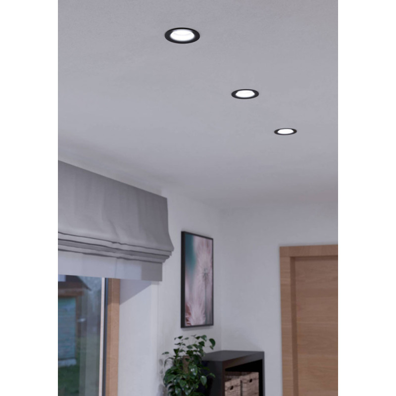 Spot encastrable LED Saliceto noir dimmable Ø 8,8 cm 6 W EGLO Spot encastrable LED Saliceto noir dimmable Ø 8,8 cm 6 W EGLO
