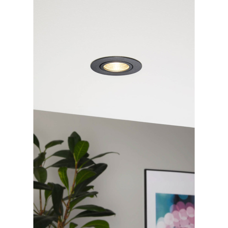 Spot encastrable LED Saliceto noir dimmable Ø 8,8 cm 6 W EGLO Spot encastrable LED Saliceto noir dimmable Ø 8,8 cm 6 W EGLO