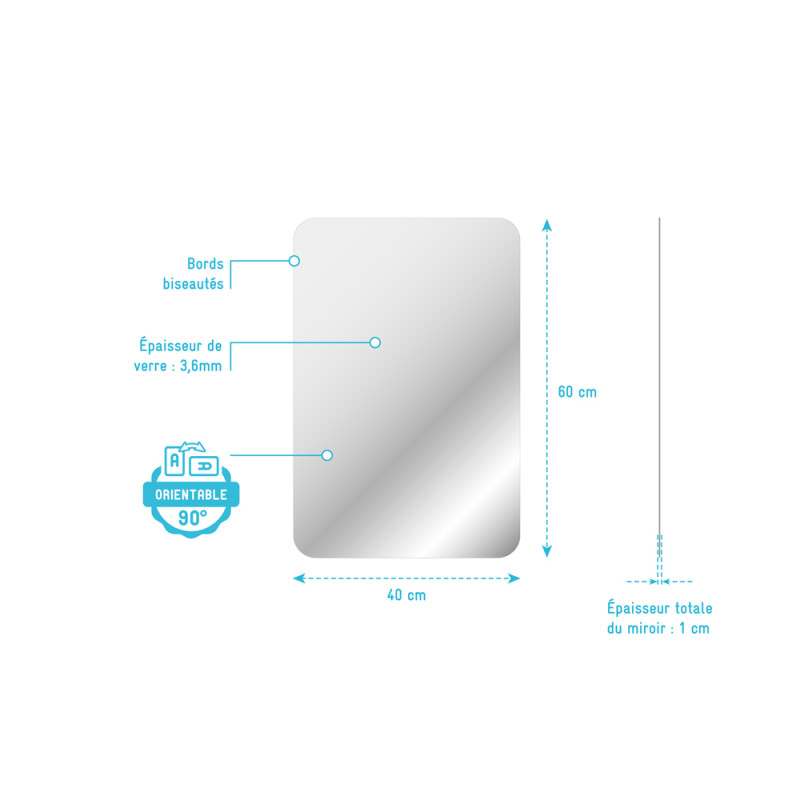 Miroir Start 40 x 60 cm AURLANE Miroir Start 40 x 60 cm AURLANE