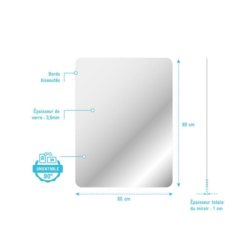 Miroir Start 60 x 80 cm AURLANE Miroir Start 60 x 80 cm AURLANE