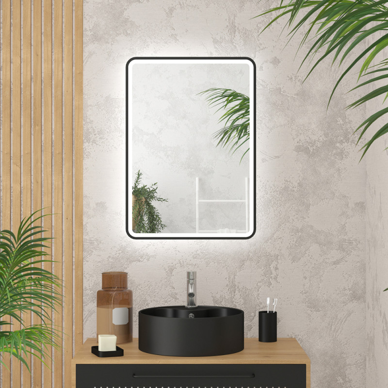 Miroir LED Start noir 50 x 70 cm AURLANE
